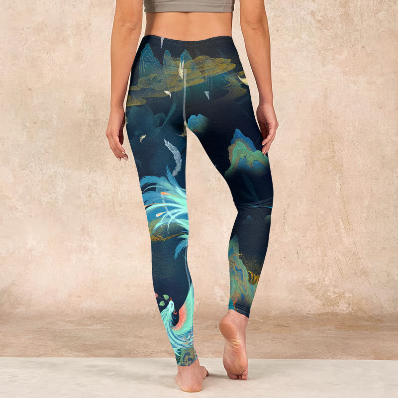 Buddha Stones Mountains Phoenix Feather Exercise Leggings Women's Yoga Pants - image 14