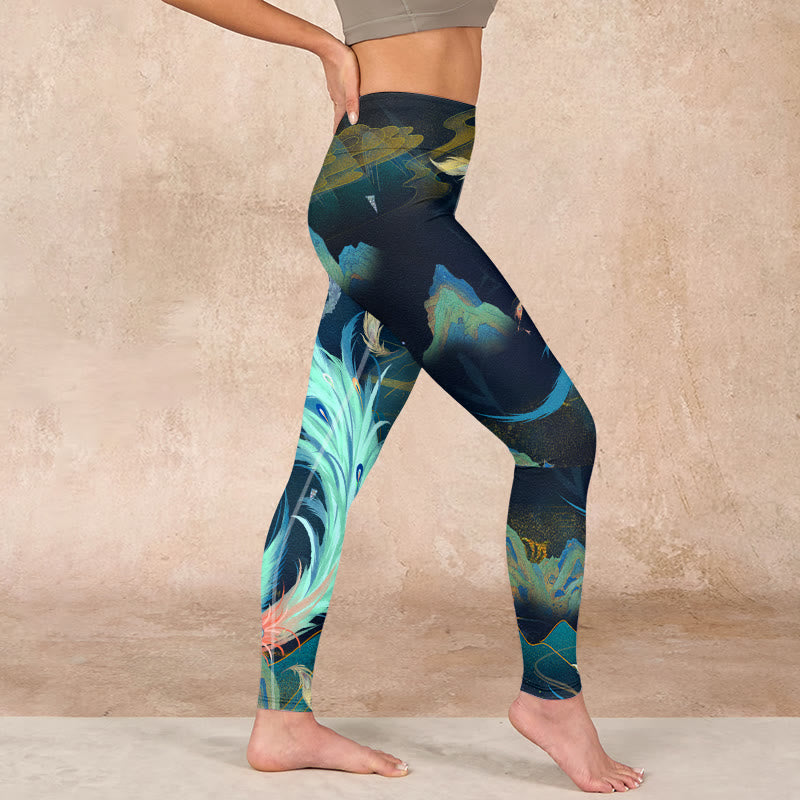 Buddha Stones Mountains Phoenix Feather Exercise Leggings Women's Yoga Pants - image 16