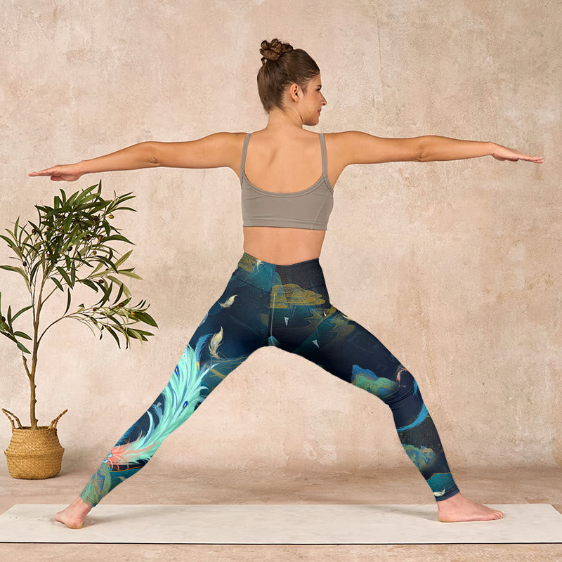 Buddha Stones Mountains Phoenix Feather Exercise Leggings Women's Yoga Pants - image 10