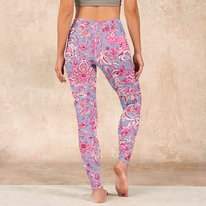 Buddha Stones Pink Flowers Print Gym Fitness Leggings Women's Yoga Pants - image 15