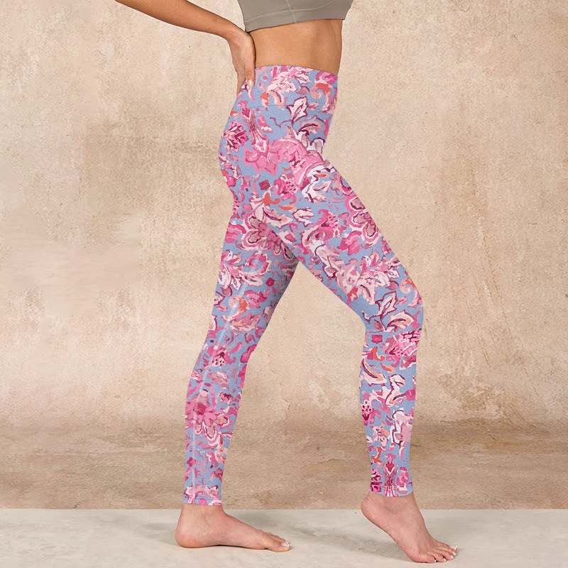 Buddha Stones Pink Flowers Print Gym Fitness Leggings Women's Yoga Pants - image 14