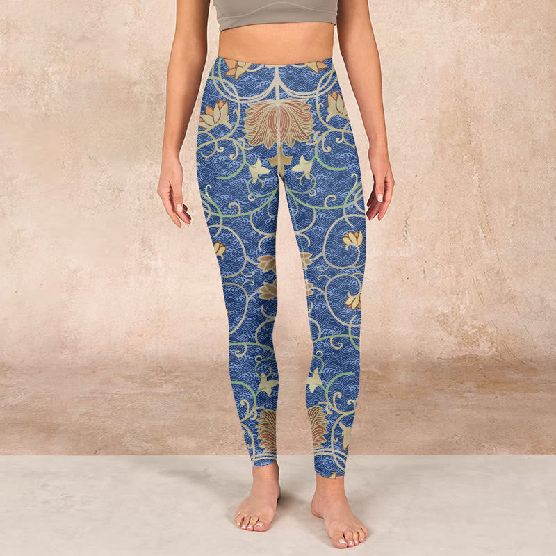 Buddha Stones Lotus Flowers Print Gym Leggings Women's Yoga Pants - image 1