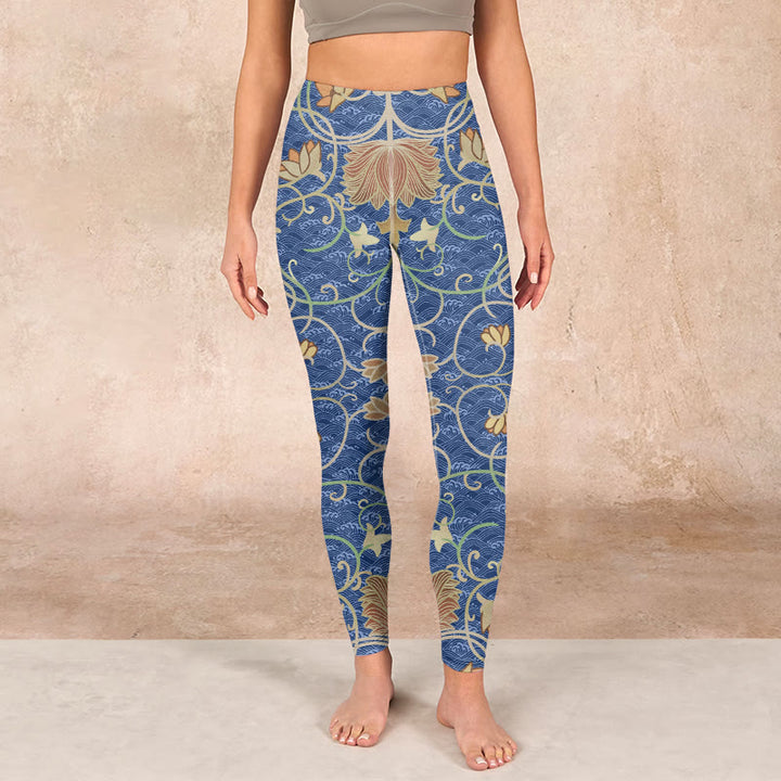 Buddha Stones Lotus Flowers Print Gym Leggings Women's Yoga Pants - image 1