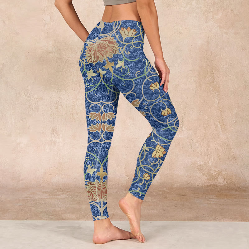 Buddha Stones Lotus Flowers Print Gym Leggings Women's Yoga Pants - image 2
