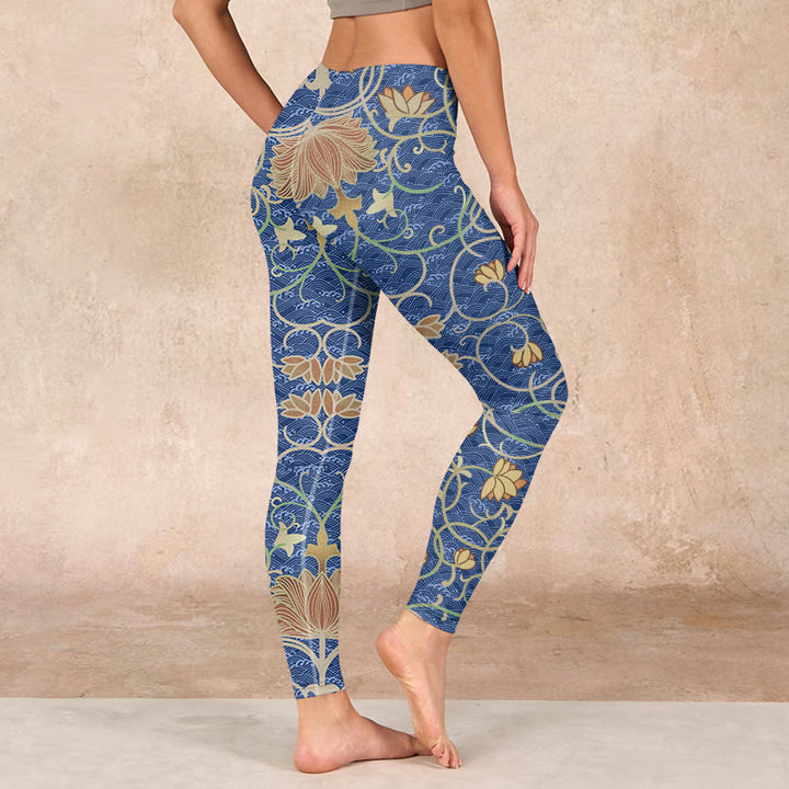 Buddha Stones Lotus Flowers Print Gym Leggings Women's Yoga Pants - image 2