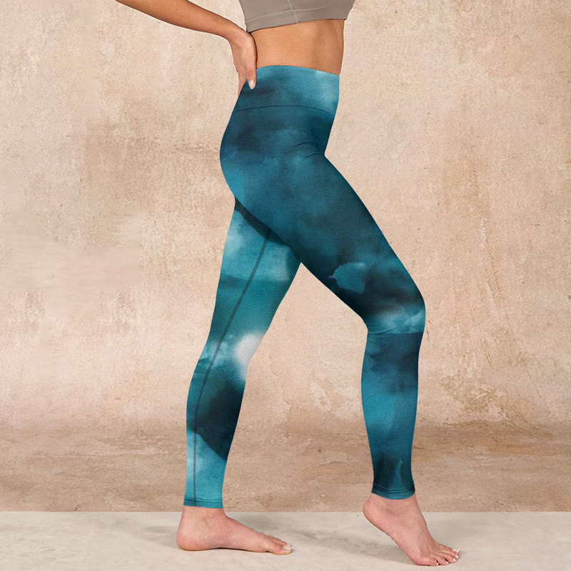 Buddha Stones Dark Green Cloud Gym Leggings Women's Yoga Pants - image 16