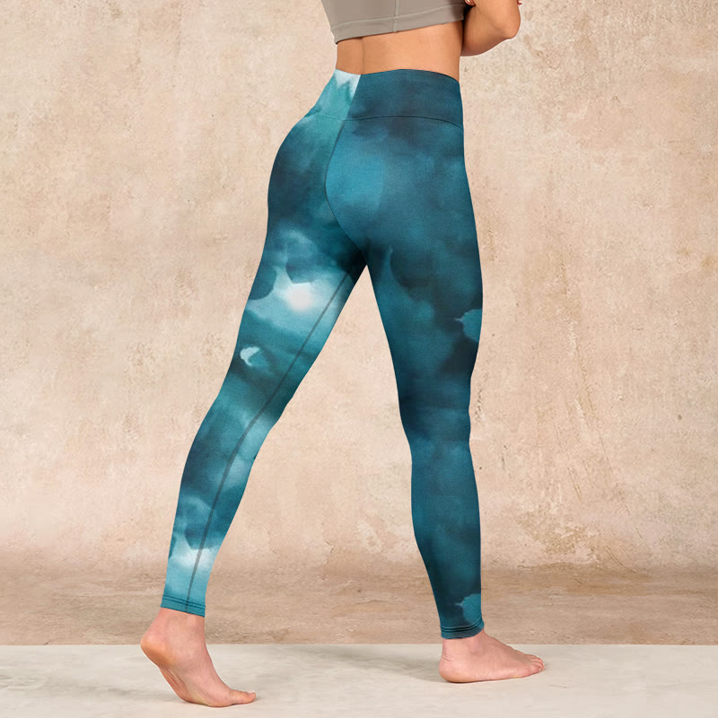 Buddha Stones Dark Green Cloud Gym Leggings Women's Yoga Pants - image 4