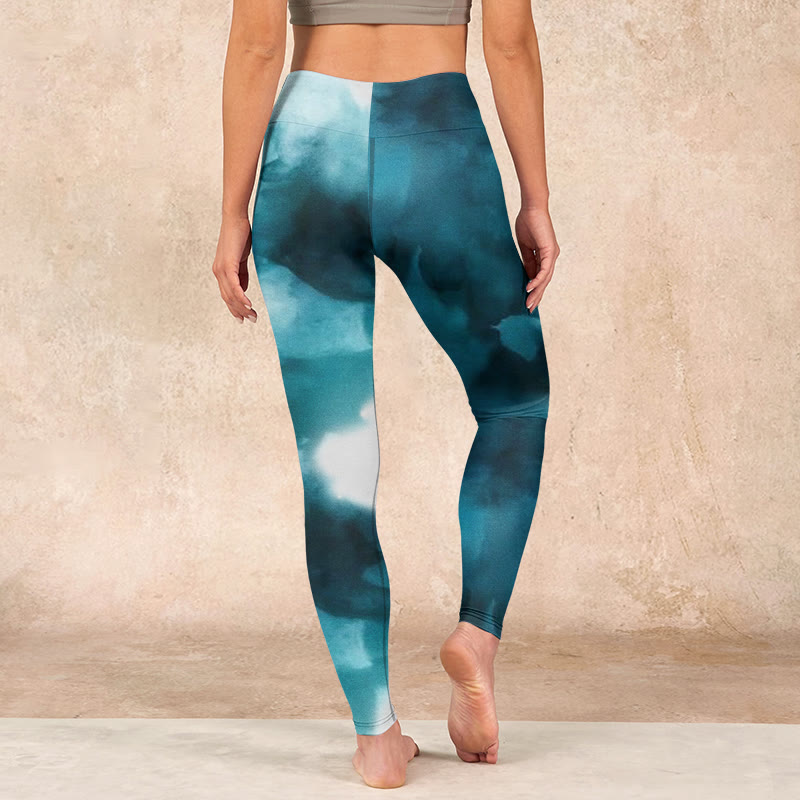 Buddha Stones Dark Green Cloud Gym Leggings Women's Yoga Pants - image 14