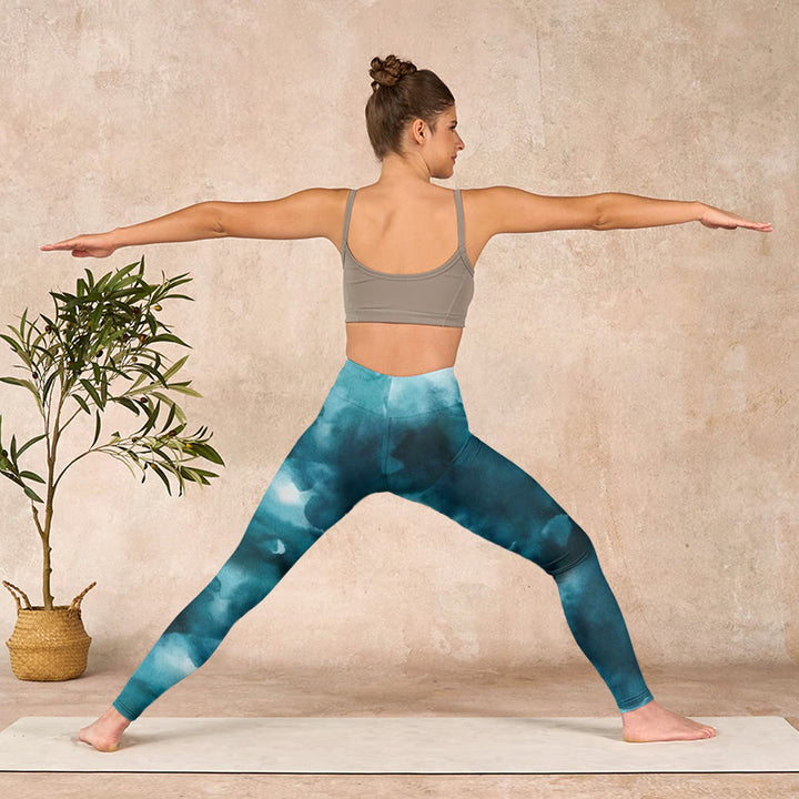 Buddha Stones Dark Green Cloud Gym Leggings Women's Yoga Pants - image 10