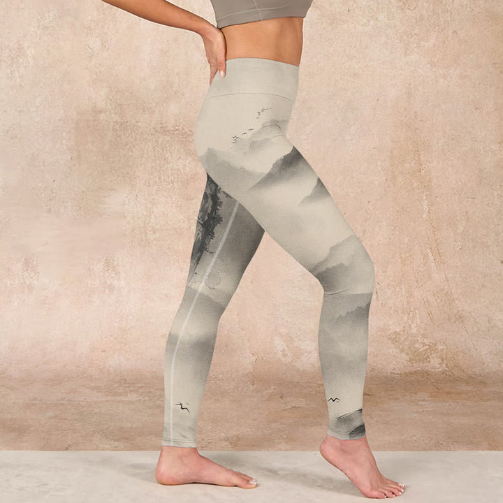 Buddha Stones Mountains Shrouded In Mist Wild Goose Gym Leggings Women's Yoga Pants - image 16