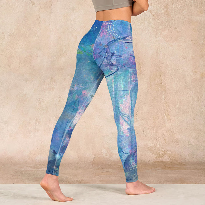 Buddha Stones Lotus Flowers Leaves Birds Gym Leggings Women's Yoga Pants - image 4