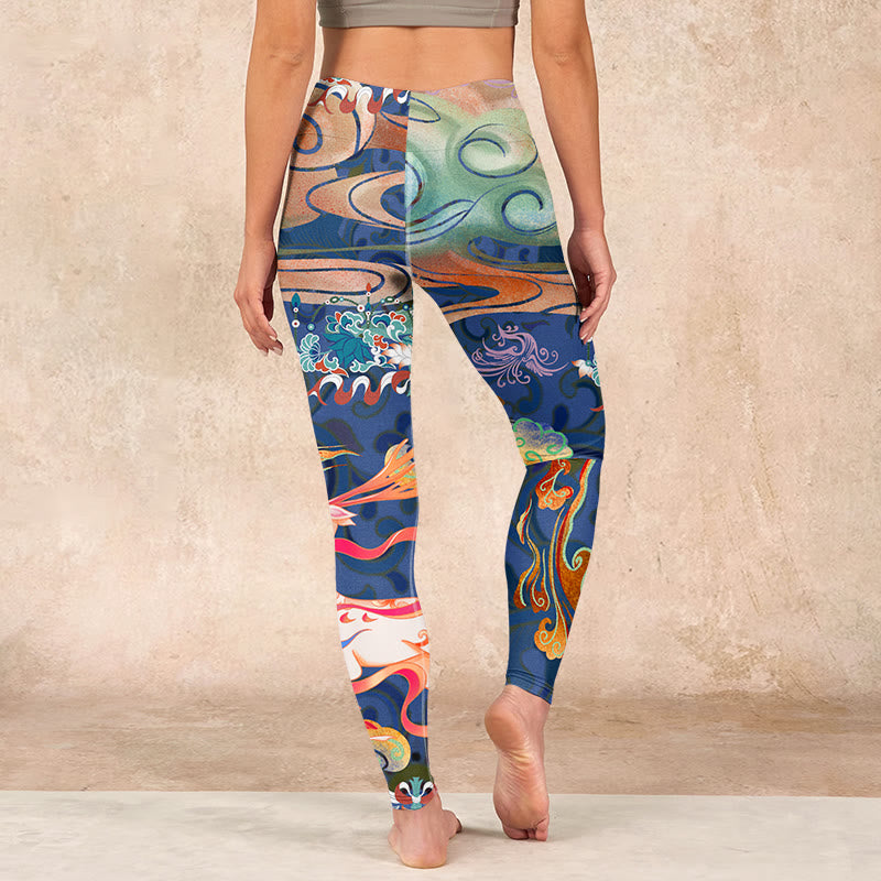 Buddha Stones Deer Auspicious Clouds Lotus Gym Leggings Women's Yoga Pants - image 15