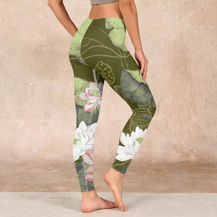 Buddha Stones Lotus Print Gym Leggings Women's Yoga Pants - image 2