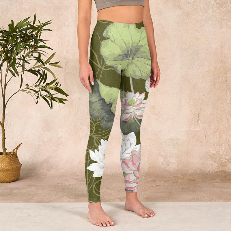 Buddha Stones Lotus Print Gym Leggings Women's Yoga Pants - image 3