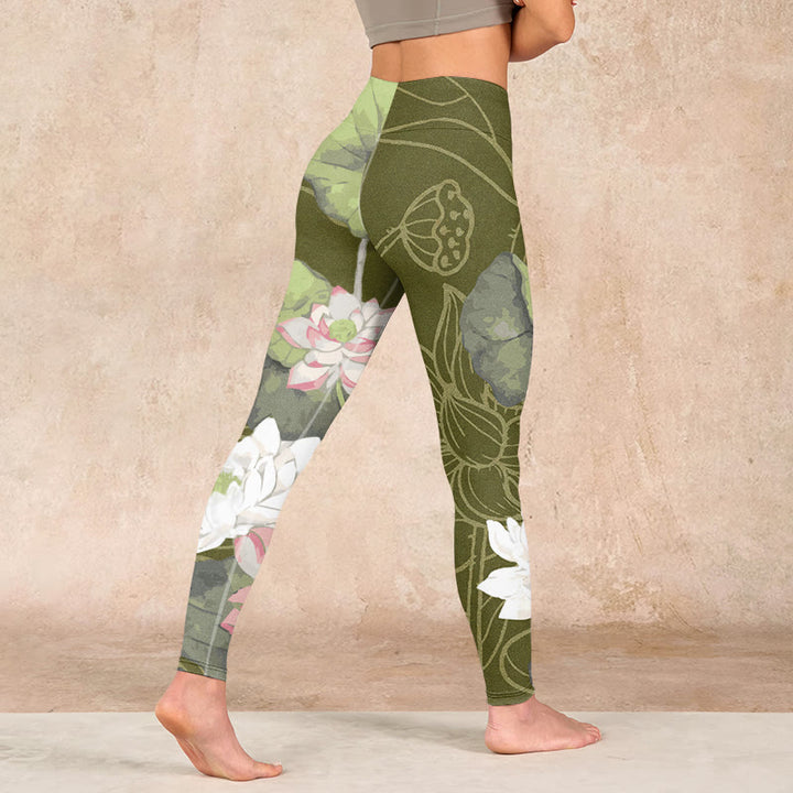 Buddha Stones Lotus Print Gym Leggings Women's Yoga Pants - image 4