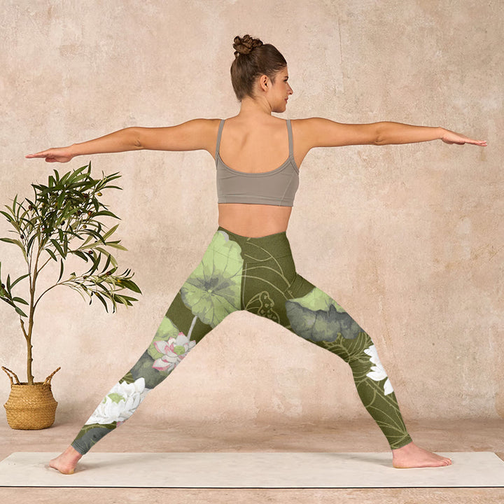 Buddha Stones Lotus Print Gym Leggings Women's Yoga Pants - image 10