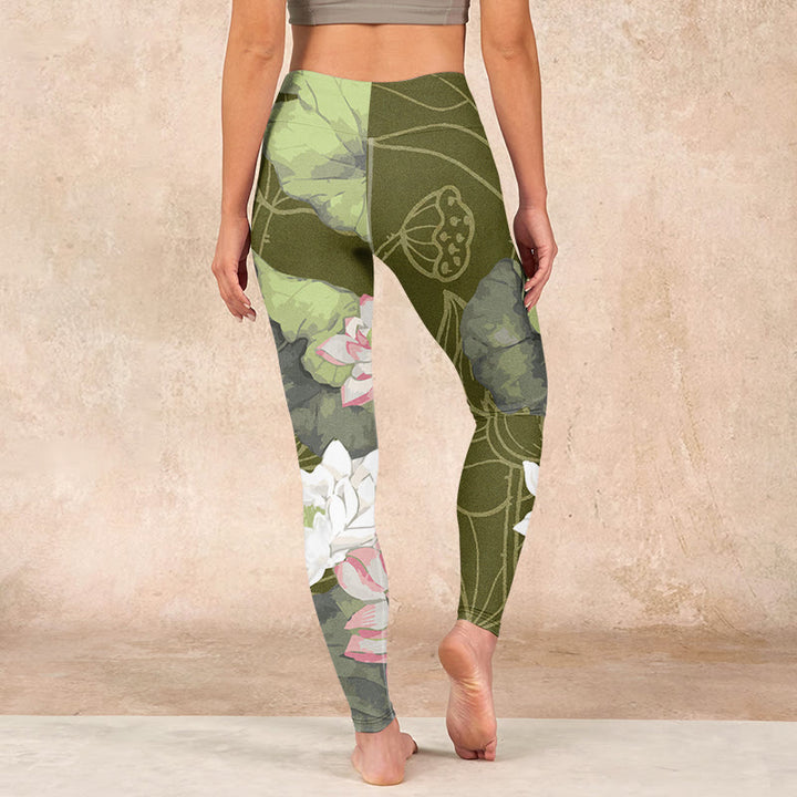 Buddha Stones Lotus Print Gym Leggings Women's Yoga Pants - image 15