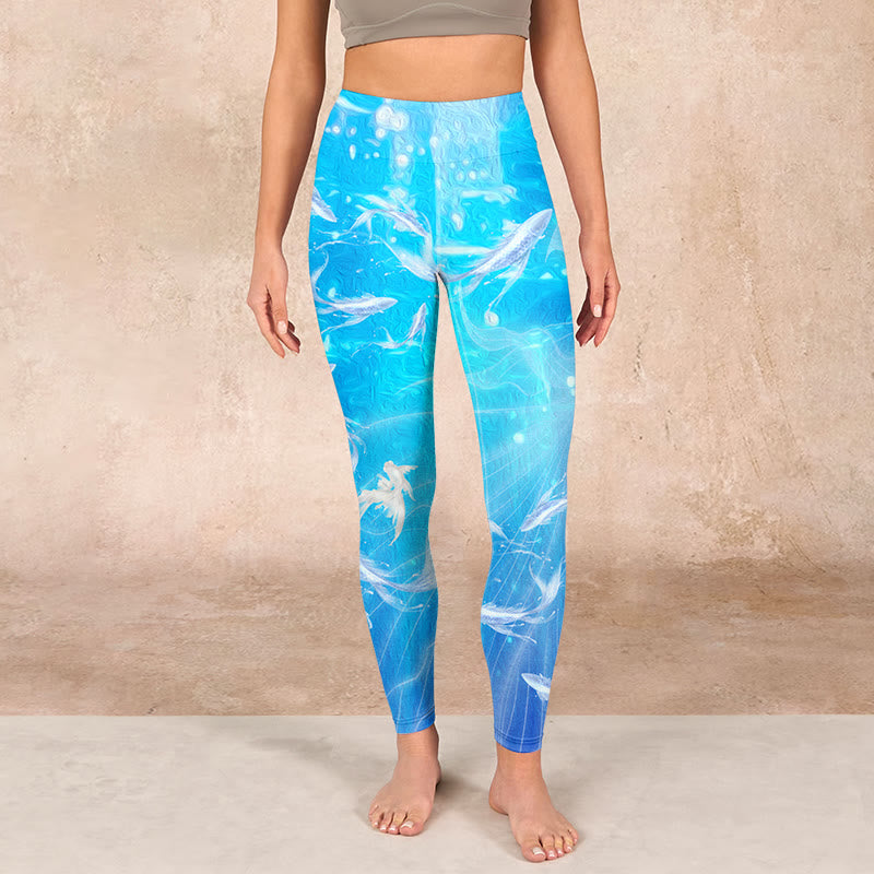 Buddha Stones Fish In The Ocean Print Gym Leggings Women's Yoga Pants - image 1