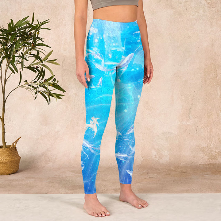 Buddha Stones Fish In The Ocean Print Gym Leggings Women's Yoga Pants - image 3