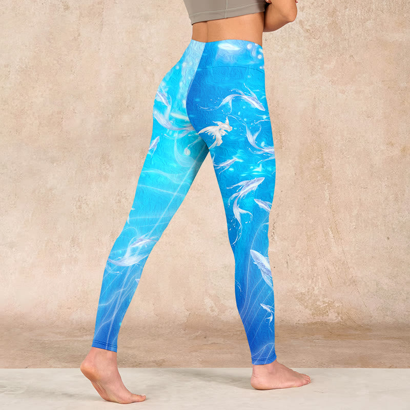 Buddha Stones Fish In The Ocean Print Gym Leggings Women's Yoga Pants - image 4
