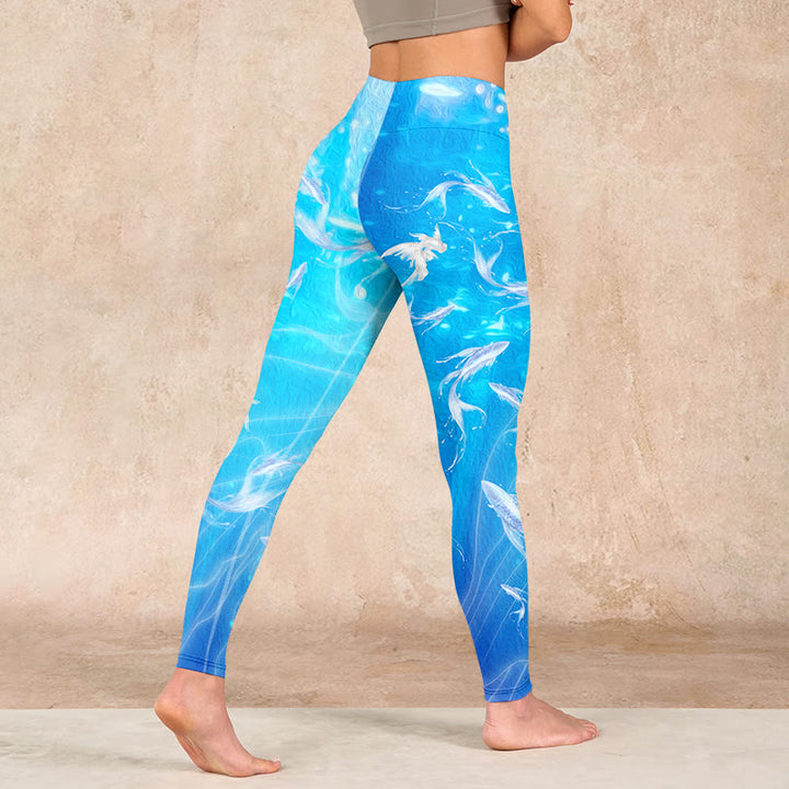 Buddha Stones Fish In The Ocean Print Gym Leggings Women's Yoga Pants - image 4