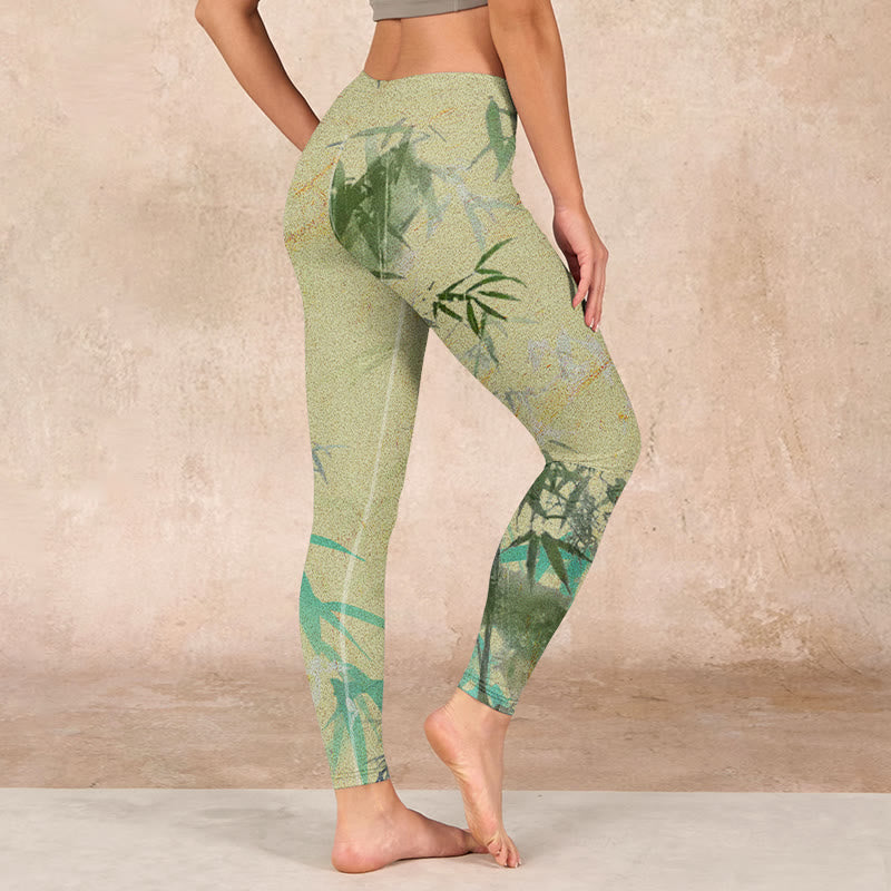 Buddha Stones Bamboo Print Lycra Fabric Fitness Leggings Women's Yoga Pants - image 2