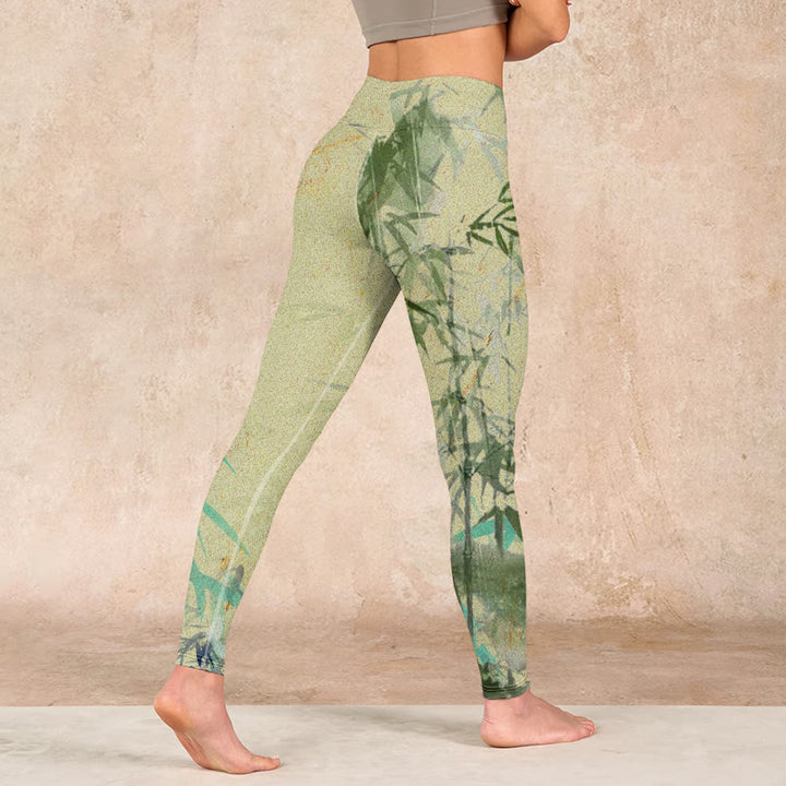 Buddha Stones Bamboo Print Lycra Fabric Fitness Leggings Women's Yoga Pants - image 4