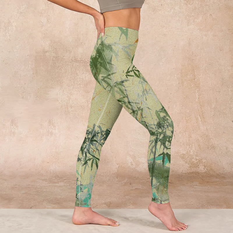 Buddha Stones Bamboo Print Lycra Fabric Fitness Leggings Women's Yoga Pants - image 16