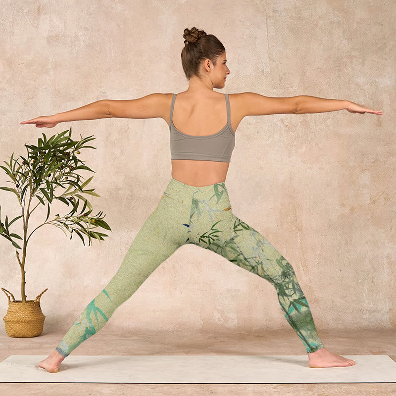 Buddha Stones Bamboo Print Lycra Fabric Fitness Leggings Women's Yoga Pants - image 10