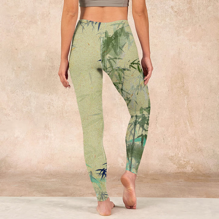 Buddha Stones Bamboo Print Lycra Fabric Fitness Leggings Women's Yoga Pants - image 14