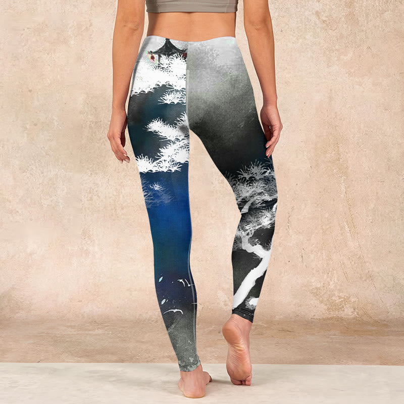 Buddha Stones Ink Painting Pine Tree Print Gym Leggings Women's Yoga Pants - image 14