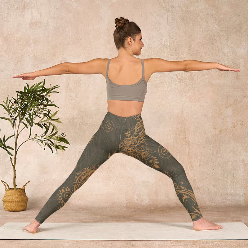Buddha Stones Peacock Feather Print Gym Leggings Women's Yoga Pants - image 10