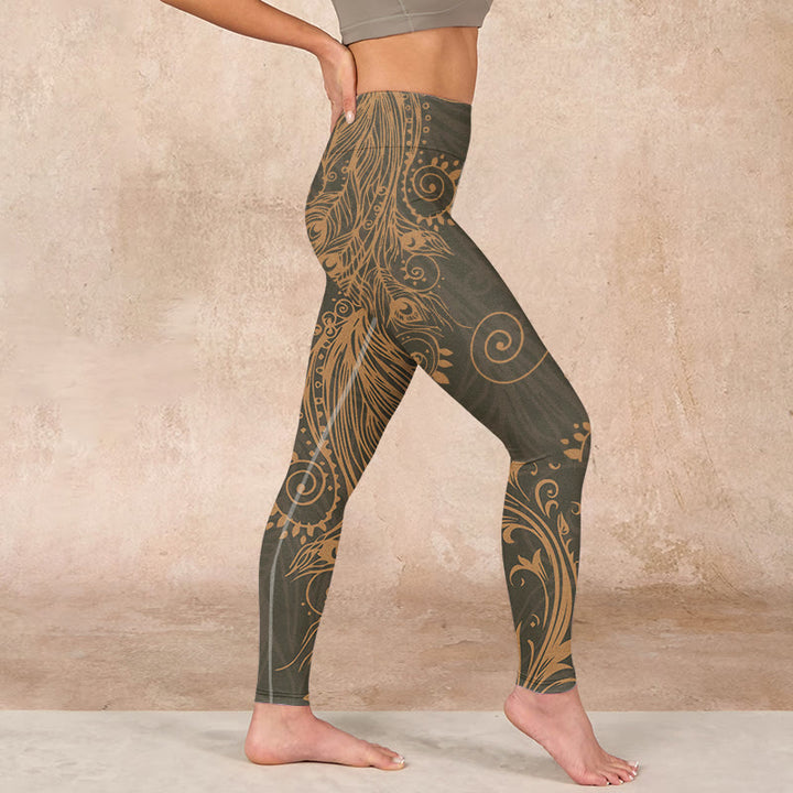Buddha Stones Peacock Feather Print Gym Leggings Women's Yoga Pants - image 16
