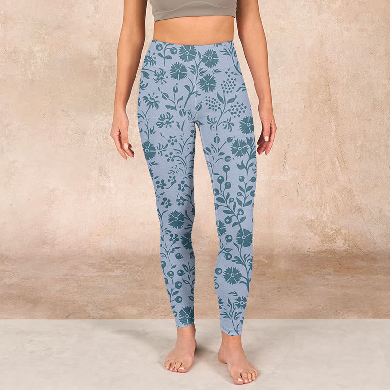 Buddha Stones Lush Flowers Plants Print Gym Leggings Women's Yoga Pants - image 1