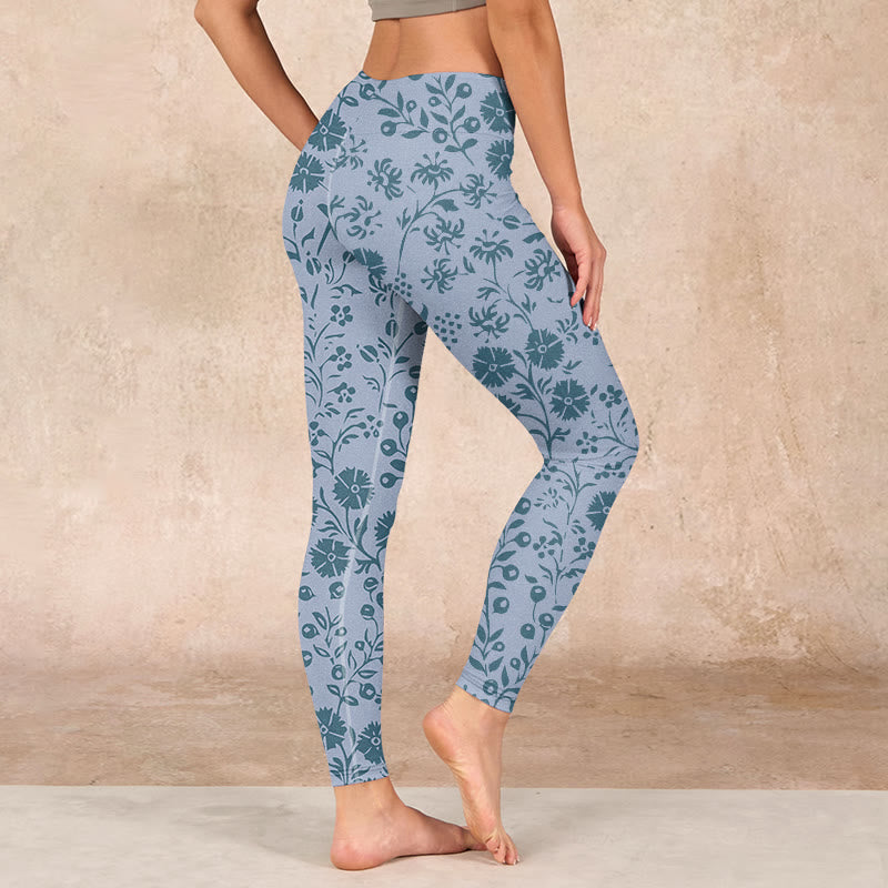 Buddha Stones Lush Flowers Plants Print Gym Leggings Women's Yoga Pants - image 2