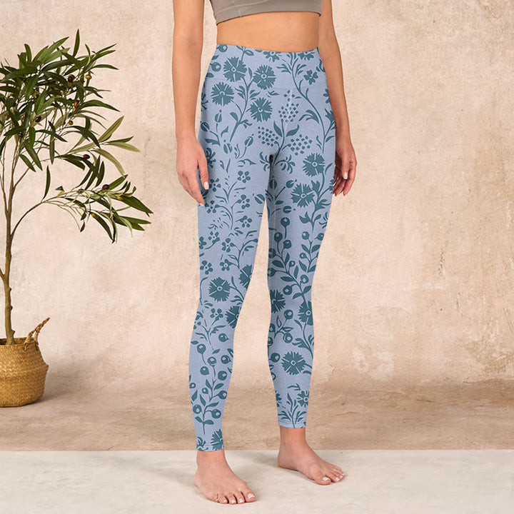 Buddha Stones Lush Flowers Plants Print Gym Leggings Women's Yoga Pants - image 3