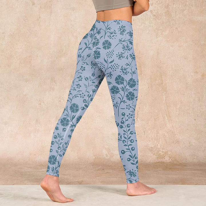 Buddha Stones Lush Flowers Plants Print Gym Leggings Women's Yoga Pants - image 4