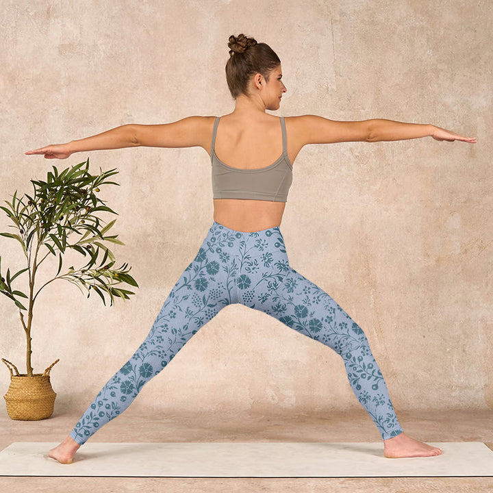 Buddha Stones Lush Flowers Plants Print Gym Leggings Women's Yoga Pants - image 11