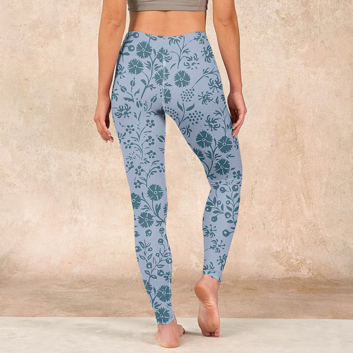 Buddha Stones Lush Flowers Plants Print Gym Leggings Women's Yoga Pants - image 16