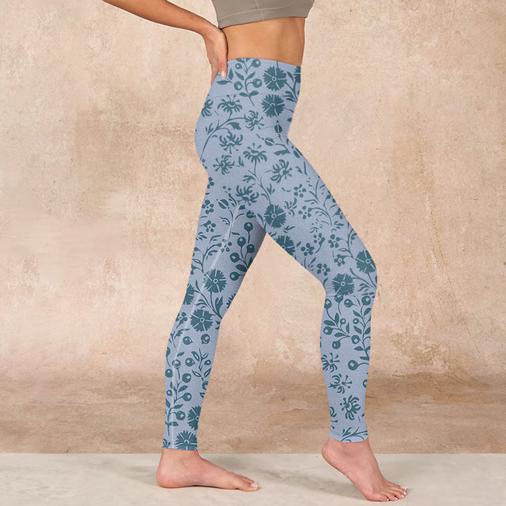 Buddha Stones Lush Flowers Plants Print Gym Leggings Women's Yoga Pants - image 15