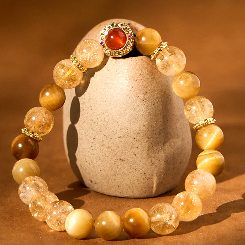 Buddha Stones Citrine Tiger Eye Red Agate Generosity Bracelet - image 1