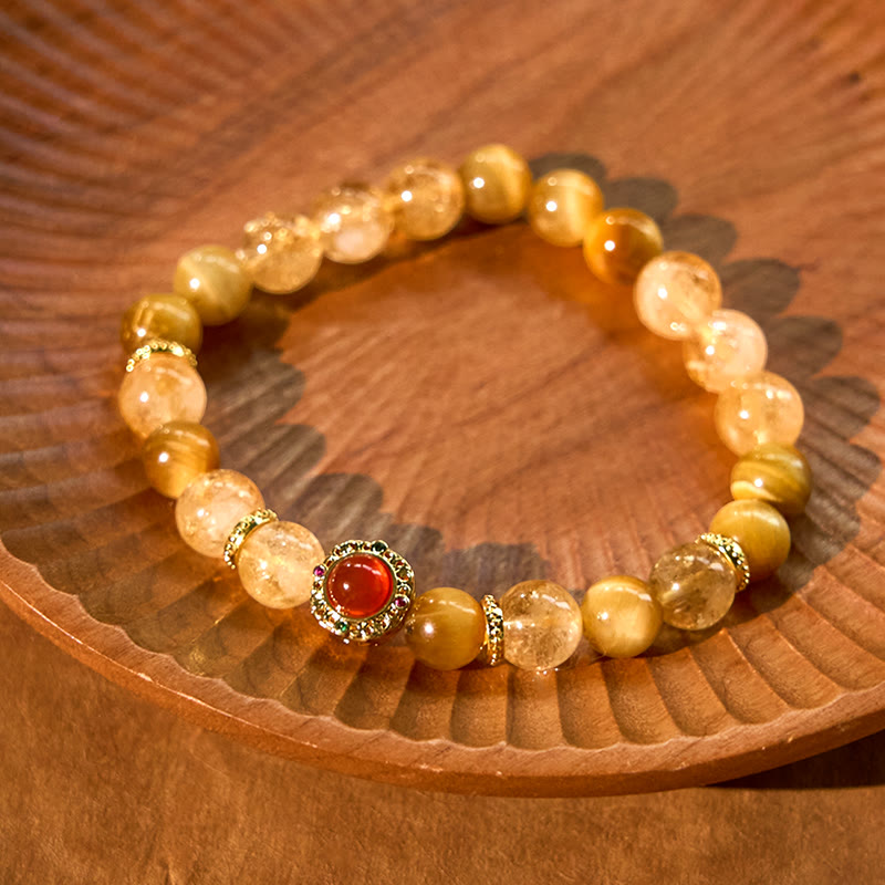 Buddha Stones Citrine Tiger Eye Red Agate Generosity Bracelet - image 8