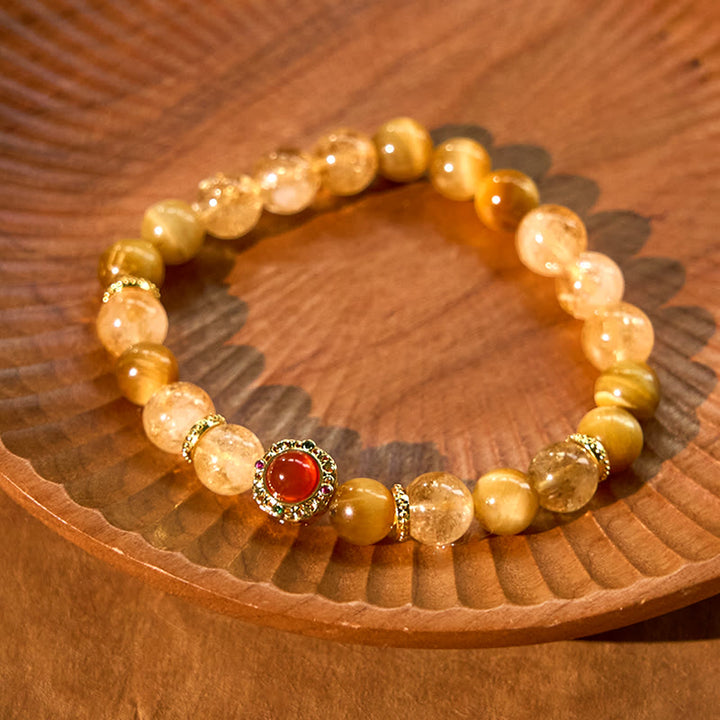 Buddha Stones Citrine Tiger Eye Red Agate Generosity Bracelet - image 8