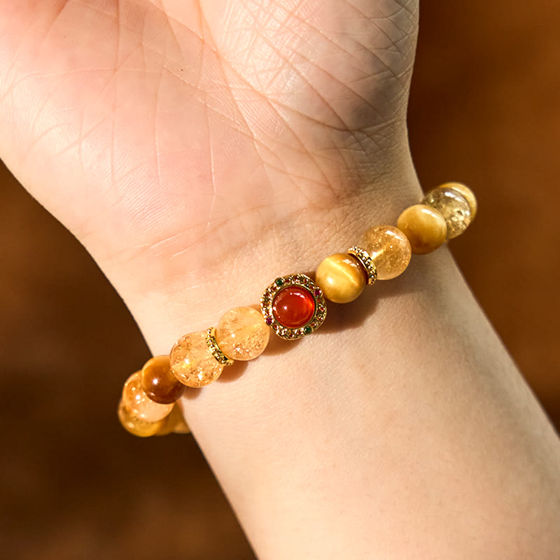 Buddha Stones Citrine Tiger Eye Red Agate Generosity Bracelet - image 7