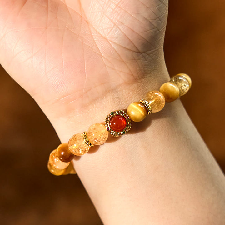 Buddha Stones Citrine Tiger Eye Red Agate Generosity Bracelet - image 7