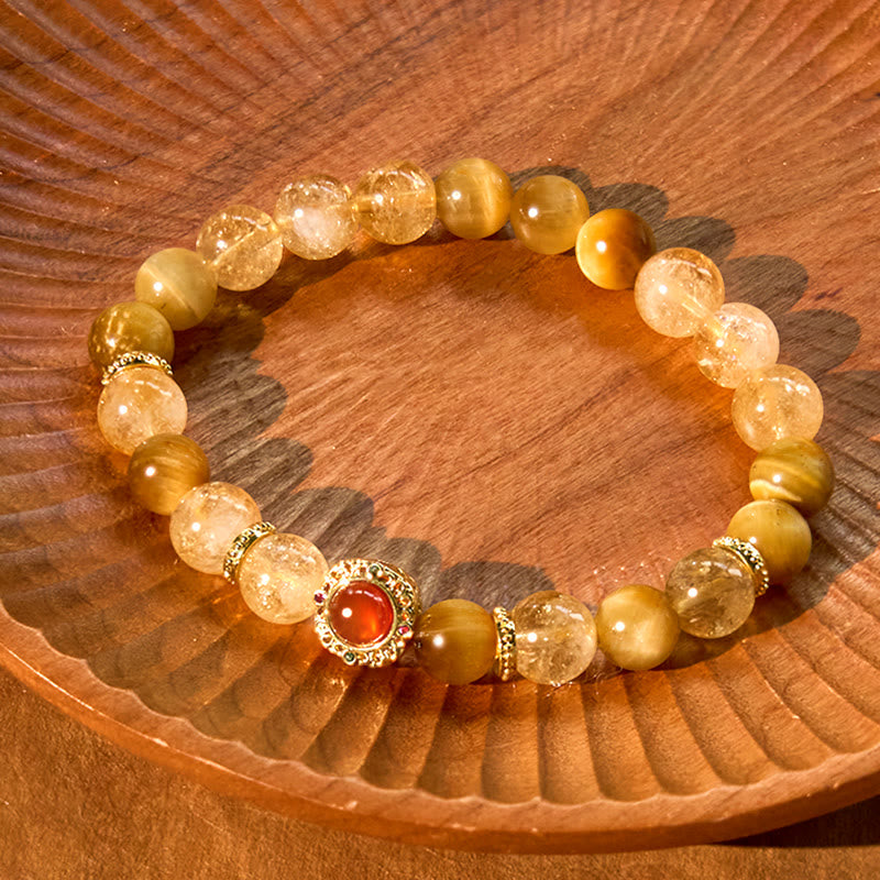 Buddha Stones Citrine Tiger Eye Red Agate Generosity Bracelet - image 2