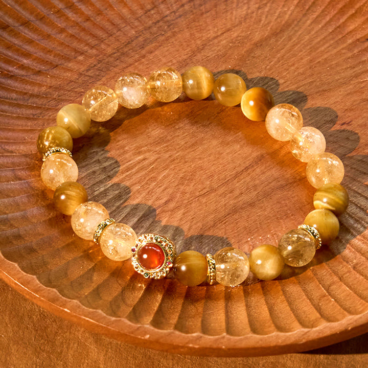 Buddha Stones Citrine Tiger Eye Red Agate Generosity Bracelet - image 2