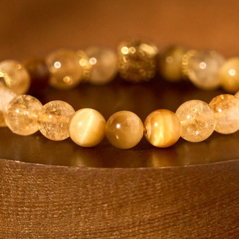 Buddha Stones Citrine Tiger Eye Red Agate Generosity Bracelet - image 5