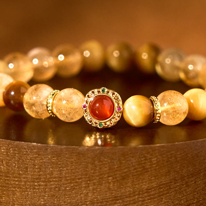 Buddha Stones Citrine Tiger Eye Red Agate Generosity Bracelet - image 4