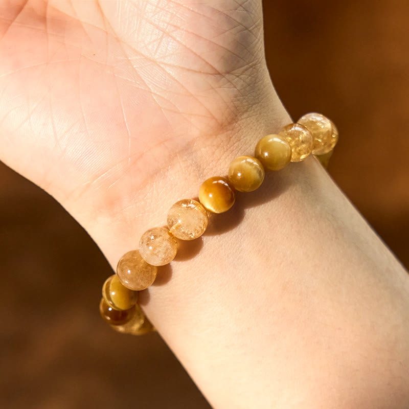 Buddha Stones Citrine Tiger Eye Red Agate Generosity Bracelet - image 6